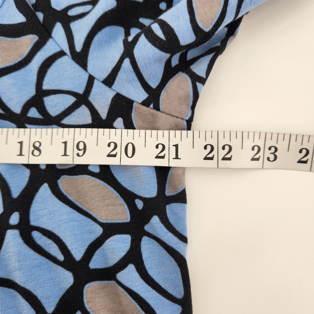 Liz Claiborne XL Top Blue Gray Black‎ Abstract Print Long Sleeve Blouse - Picture 5 of 6